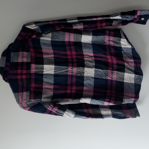 AEROPOSTALE- Navy/White/Pink Long Sleeve Flannel Shirt - Size S - Picture 9 of 10